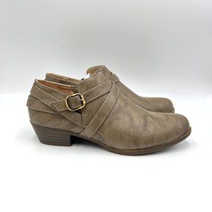 Lifestride Womens Size 7.5 Brown Faux Vegan Leather‎ Ankle Boots Booties Shoes